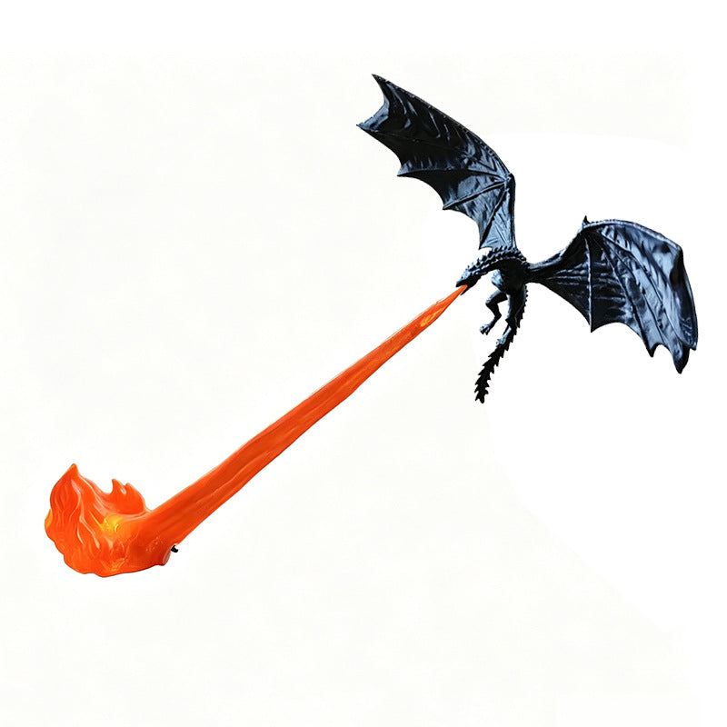 Dragon Flame Lamp shown lit, LED flame effect
